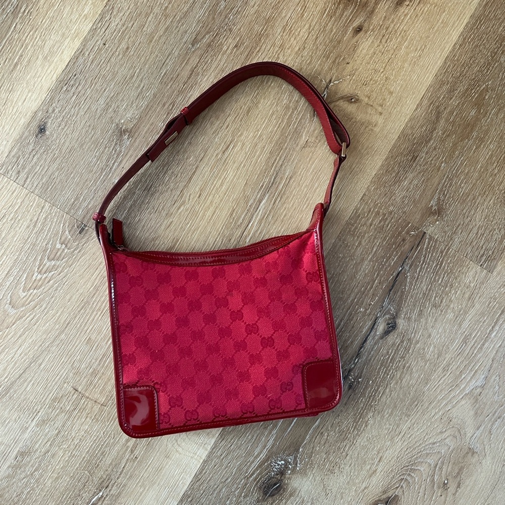 Vintage Gucci bag, Red  Fabric with Logo like new